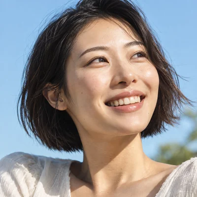 Demonstration portrait of a woman in soft sunlight