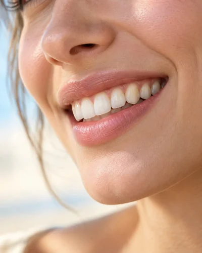 Demonstration close-up of a natural smile